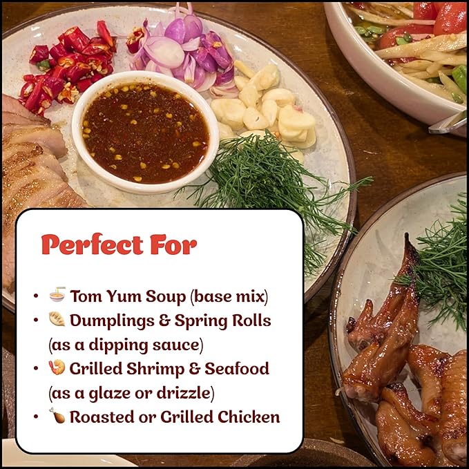 GaiGan - Tom Yum Hot Sauce/Soup Mix, Low-Calorie Thai Chili Hot Sauce Dip & Glaze, All Natural Gluten Free Vegan Condiments with Low Sodium & No Preservatives, 150 mL