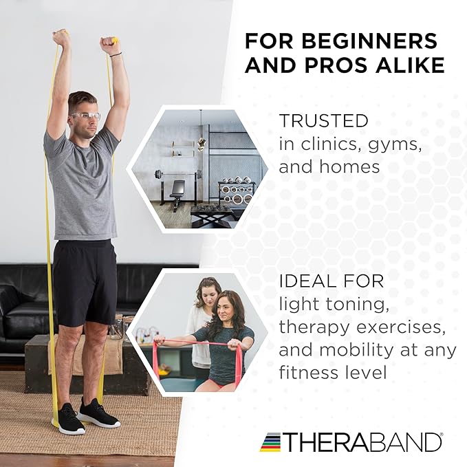THERABAND Resistance Bands, 50 Yard Roll Professional Latex Elastic Fitness Band For Upper & Lower Body & Core Exercise, Physical Therapy, Pilates, Yoga, Stretching, Home Workouts, & Rehab