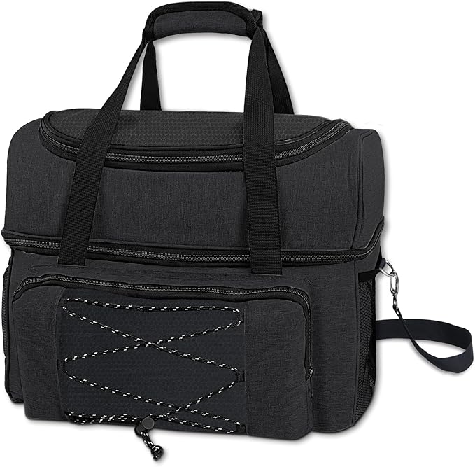 Bowling Ball Bag 2 Ball with Padded Holder Portable Double Bowling Totes with Adjustable Shoulder Strap Large Capacity Bowling Gear Organizer