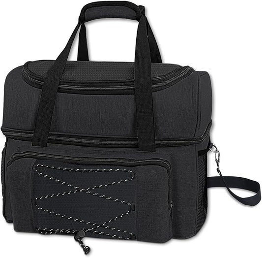 Bowling Ball Bag 2 Ball with Padded Holder Portable Double Bowling Totes with Adjustable Shoulder Strap Large Capacity Bowling Gear Organizer