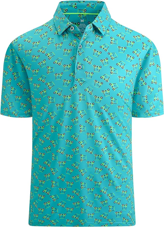 SAMERM Golf Shirts for Men Super Stretch Jacquard Dry Fit Golf Polo Moisture Wicking Short Sleeve Polo Shirts for Men