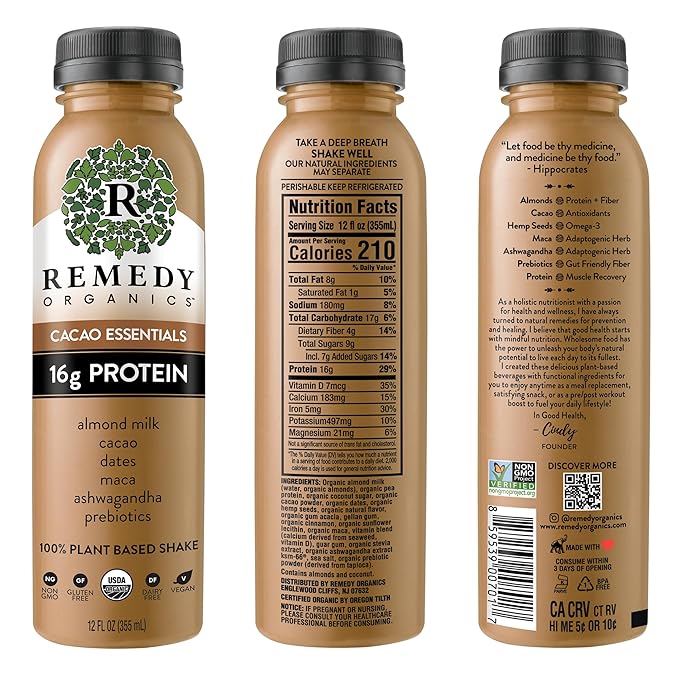 Remedy Organics Protein Variety 12-Pack | Plant Based Protein Shakes, Ready to Drink | USDA Organic, Gluten Free, Dairy Free, Soy Free
