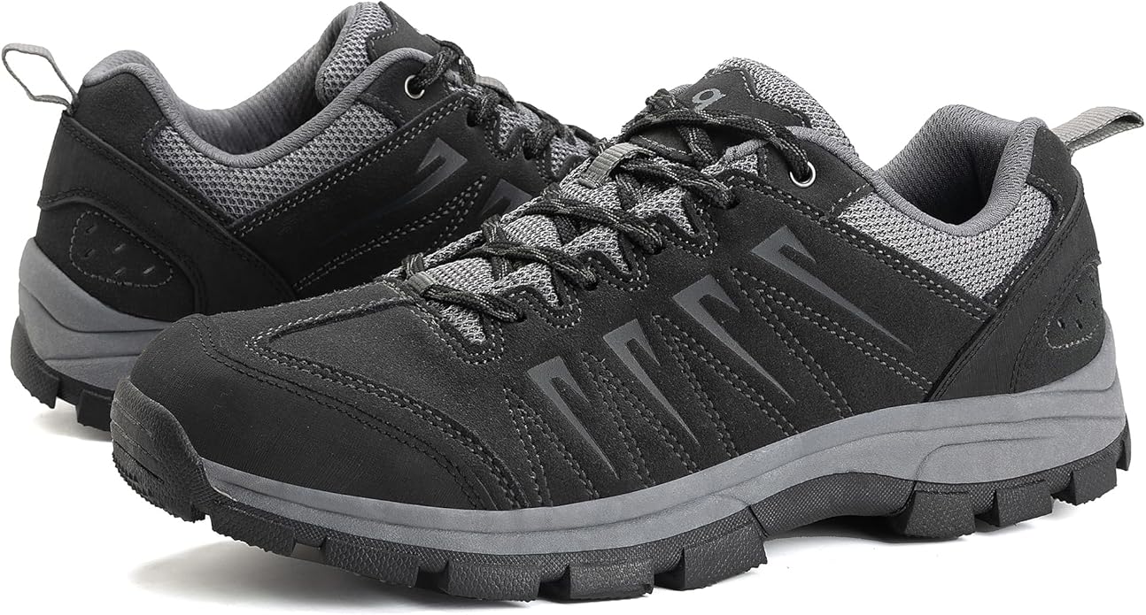 OL OUTJET LEGEND Men's Waterproof Hiking Shoes Leather Comfortable Lightweight Anti-Slip Outdoor Walking Work Sneakers