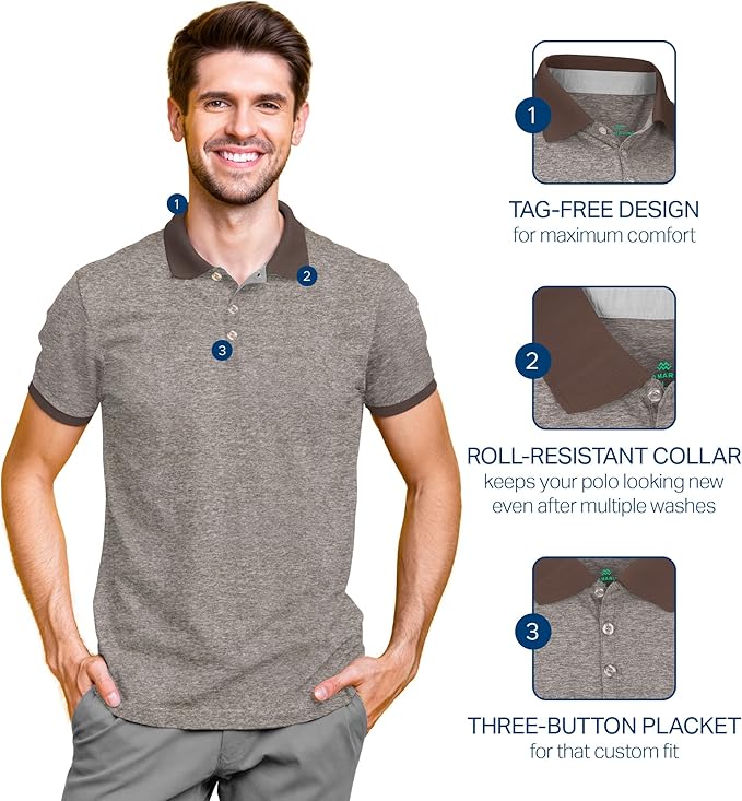 Mio Marino Golf Polo Shirts for Men - Dry Fit - Ultra-Thin Breathable Fabric