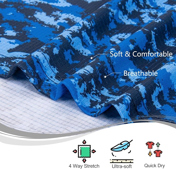 TAPULCO Mens Quick Dry Polo Shirts Camouflage Pattern Performance Athletic Lightweight Breathable Casual Golf Tshirts
