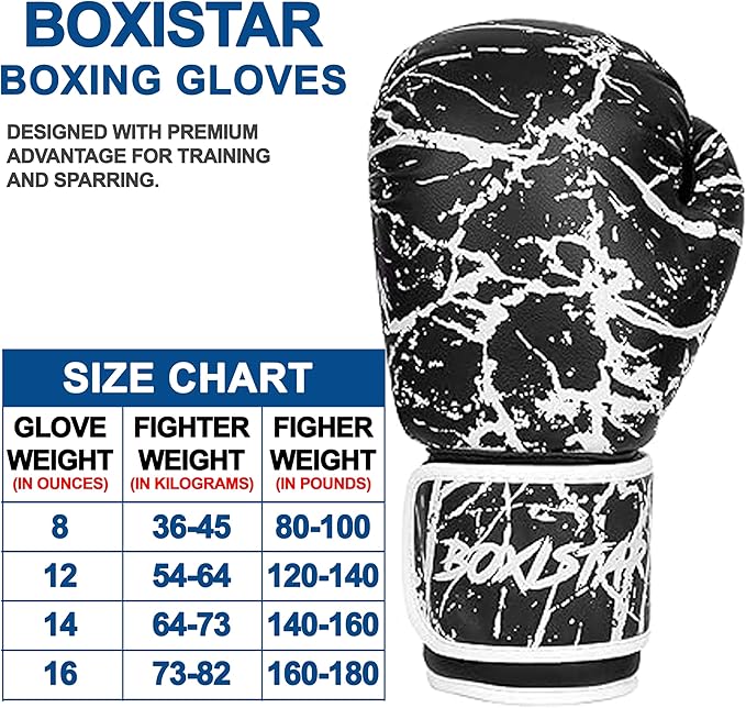 Boxistar Boxing Gloves - Men's & Women's, 8 oz to 16 oz with Optimal Padding