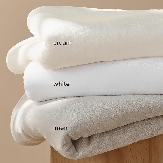Bedsure Fleece Blankets Queen Size Cream - Bed Blanket Soft Lightweight Plush Fuzzy Cozy Luxury Microfiber, 90x90 inches