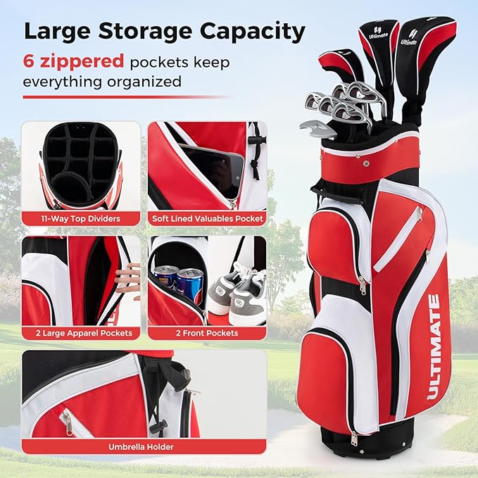Goplus Complete Golf Club Set for Women, 9 Pieces Golf Clubs with #1 Driver, #3 Fairway, #4 Hybrid, #6 & #7 & #8 & #9 & #P Irons, Putter, Head Covers, Ladies' Right Handed