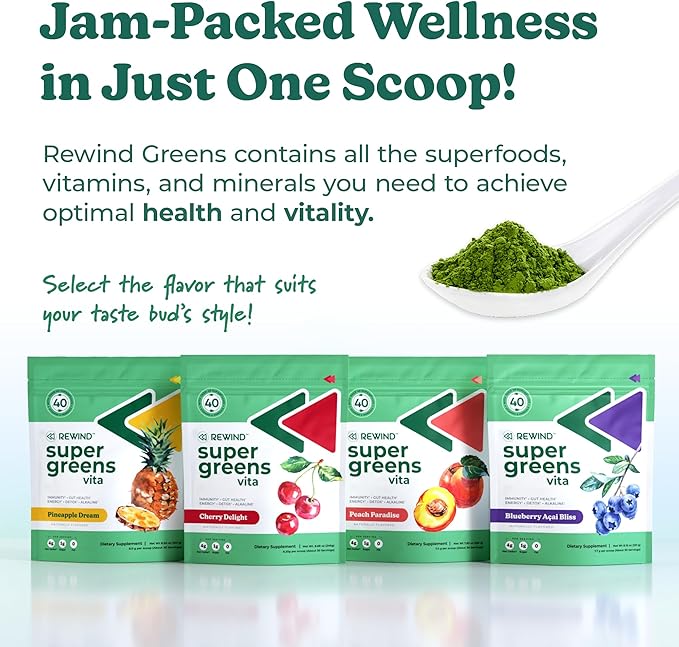 Best Tasting Super Greens Powder with 40+ Superfoods – Delicious Daily Green Powder with Vitamin B12, Zinc, Vitamin C, Magnesium & Calcium – Green Juice Superfood Mix - Peach Flavor