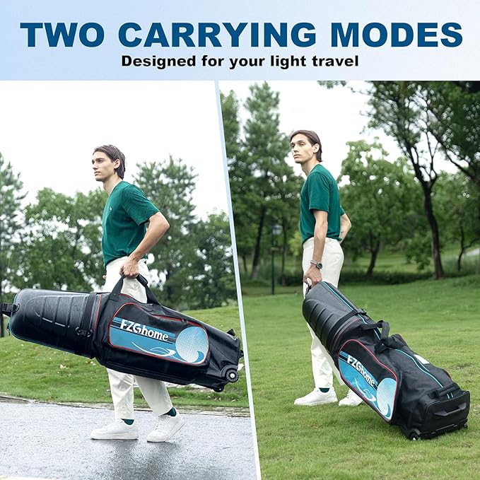 Golf Travel Bags for Airlines with Hard Case Top & Wheels, Hard Shell Top Protect Golf Club, 1680D Heavy Duty Oxford, Wide-Mouth Effortless Packing, Lightweight, MidnightFjord