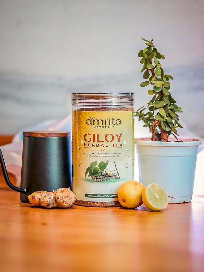 Amrita Naturals Giloy Guduchi Instant Herbal Tea – 1.10 lb (500g) | Natural Tinospora Cordifolia Blend | Caffeine-Free & Vegan | Refreshing Daily Drink | No Artificial Colors or Flavors