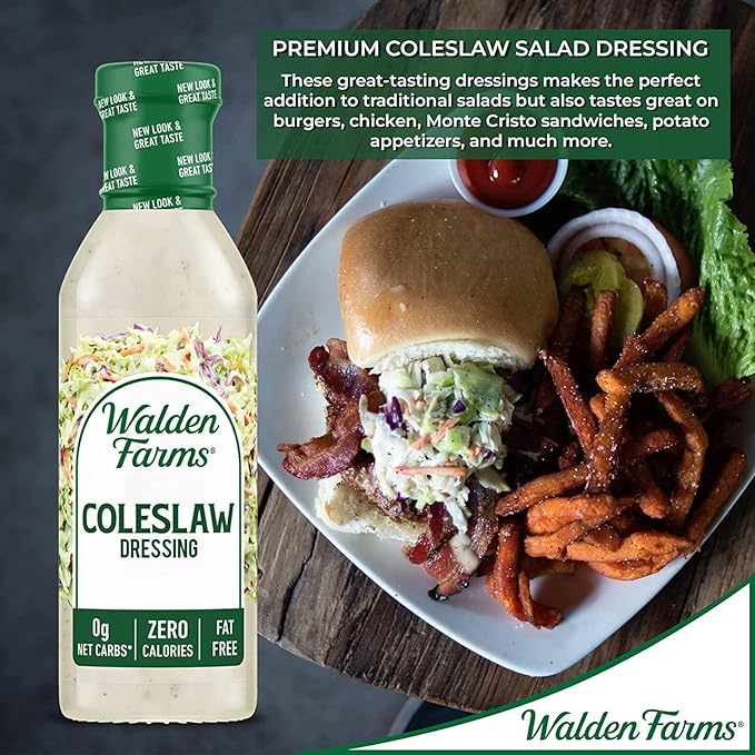 Walden Farms Coleslaw Dressing – Calorie-Free, Gluten-Free, Low Carb, Keto-Friendly, Sugar-Free, Fat-Free, Dairy-Free Creamy Coleslaw Flavor – 6-Pack, 12 oz Bottles