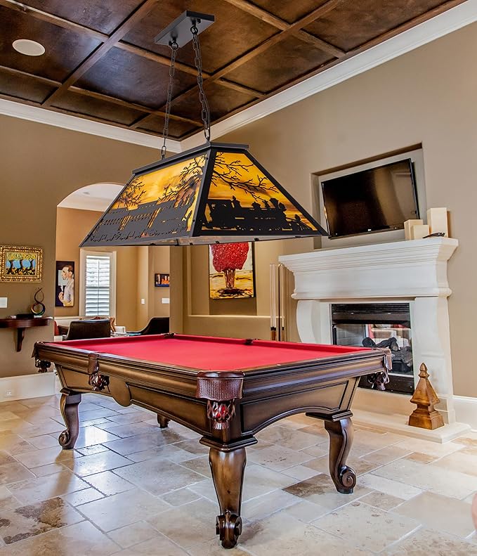 TOCHIC 3 Light Pool Table Light, Vintage Train Billiard Light Retro Kitchen Island Pendant, Adjustable Hanging Pool Table Lights Fixture for Game Rooms, Snooker Table, Cabin, Men Cave, Dining Room