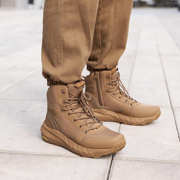 NORTIV 8 Men's Military Tactical Boot Lightweight Comfortable Boots for Work All Day Side Zipper Motorcycle Combat Hiking Boots Metrostrike(8-9 Inches)