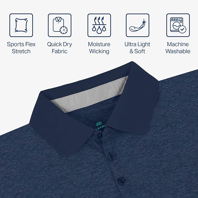 Mio Marino Golf Polo Shirts for Men - Dry Fit - Ultra-Thin Breathable Fabric