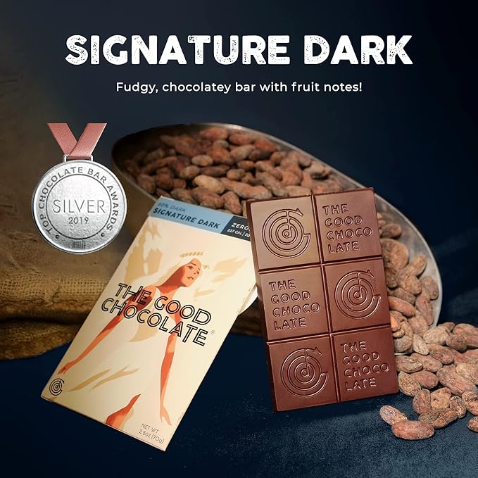 The Good Chocolate - Keto Dark Chocolate Mini Bars, Zero Sugar, Lower Net Carb Snack, Lower Calorie, Vegan Chocolate Candy, 1 Snack Pack