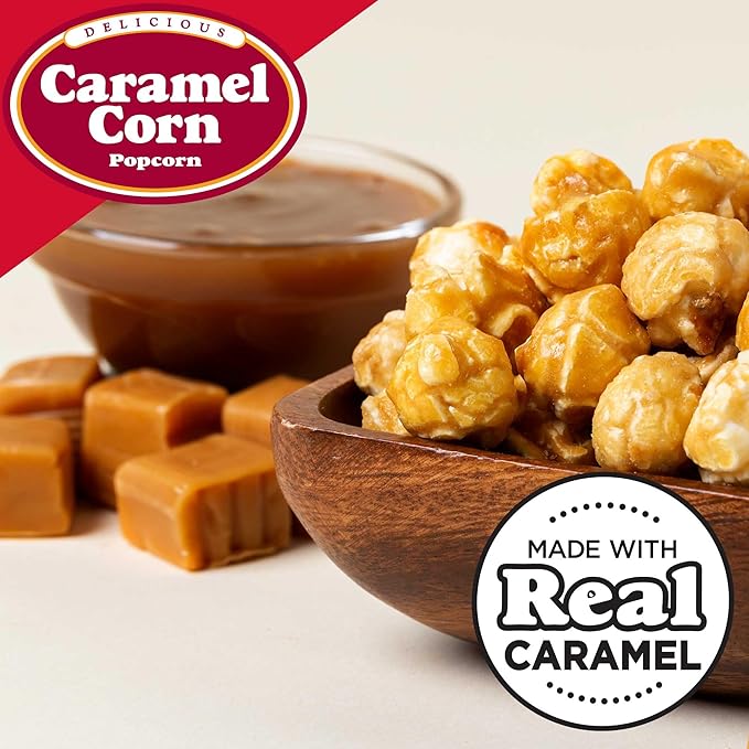 Popcornopolis Gourmet Caramel Corn Popcorn, Popped Popcorn Snack Bags 9.5 Oz (Pack of 2)