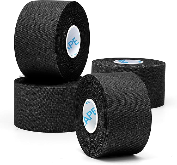 OK TAPE 4 Rolls Black Athletic Tape, Sports Tape, Very Strong Easy Tear Wrist Ankle Tape, No Sticky Residue | Athletes, Medical, Athletic Trainers- 1.5inch x 15yards