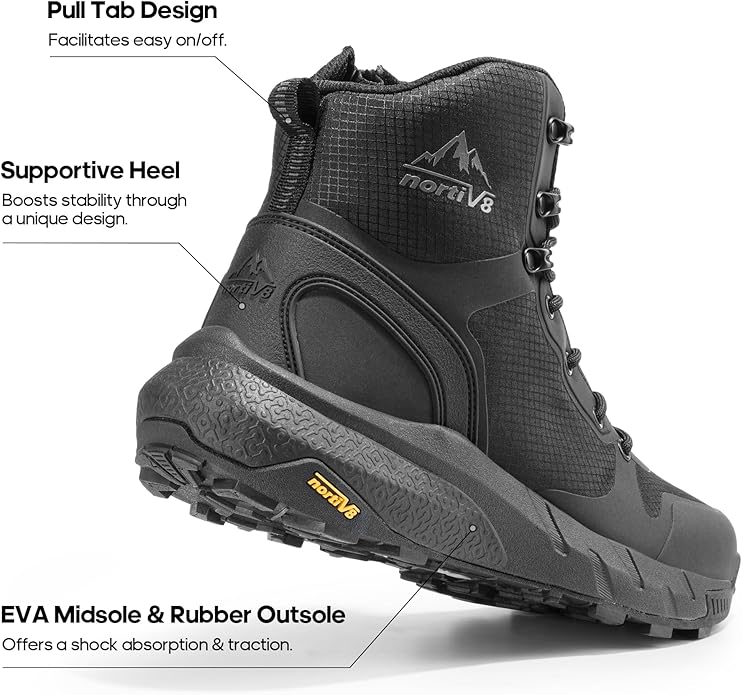 NORTIV 8 Men's Military Tactical Boot Lightweight Comfortable Boots for Work All Day Side Zipper Motorcycle Combat Hiking Boots Metrostrike(8-9 Inches)