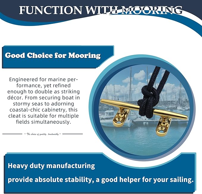 SHENGHUISS Boat Cleat 316 Stainless Steel Open Base Boat Dock Cleats（4"/5"/6"/8"/10"/12"） Silver/Gold for Boat, Dock, Kayaks, Nautical Decor ect