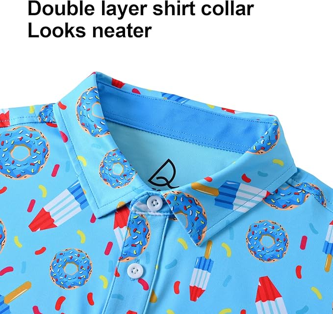 DEOLAX Mens Polo Shirts Fashion Print Mens Golf Shirt Dry Fit Mens Golf Polo Short Sleeve Quick Dry Funny Golf Shirt for Men