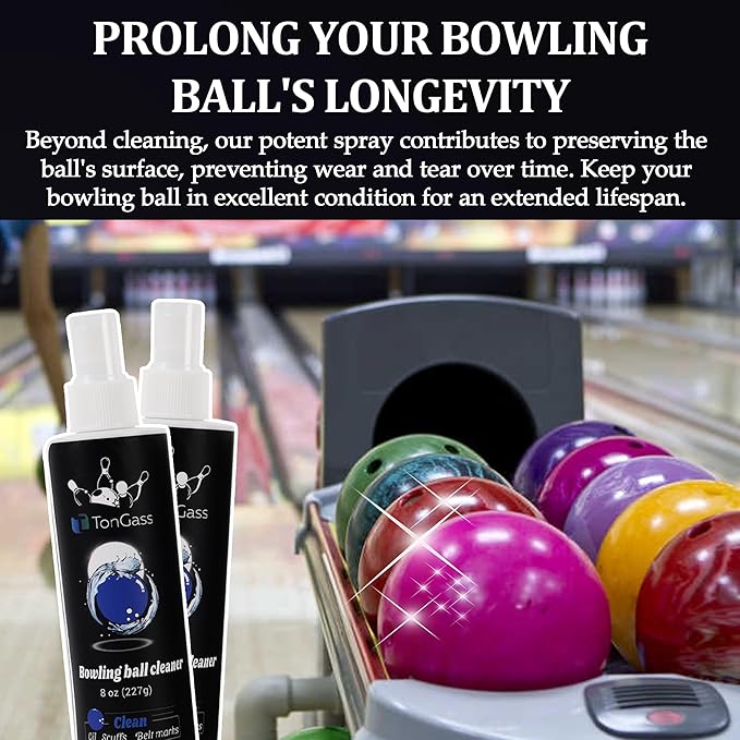 TonGass (3-Pack, Total 24 oz Bowling Ball Cleaner Spray Portable Bowling Cleaner Accessories Bowling Ball Oil Scuff and Belt Mark Cleaner Restores Tack and Prolongs Lifespan of Ball