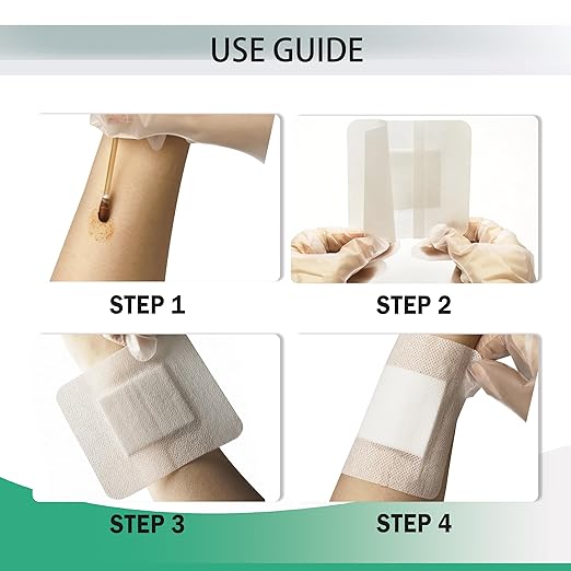 4X8 Inches Extra Large Sterile Adhesive Island Wound Dressing Bandages - Non Woven Cover Bordered Gauze Pads, 25 Individually Pack, High Absorbent, Medical Grade by QICHUANG(4X8 INCHES - C25)