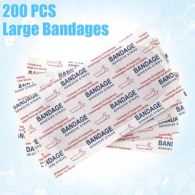 Sinmoe 200 Pcs Large Bandages Bulk Big Flexible Adhesive Wound Care Fabric Bandages for Care and Protect Wounds, 2 x 4 Inch