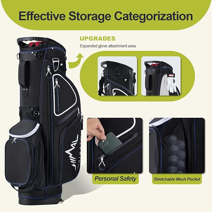 14 Way Golf Stand Bag, Golf Bags for Men with Stand, Top Dividers Ergonomic with 10 Pockets