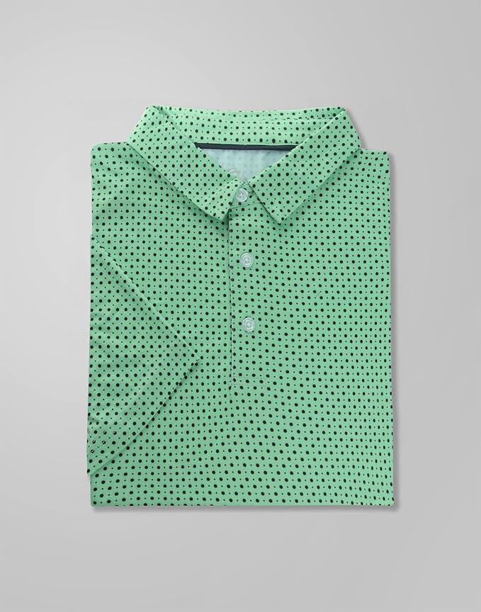 Obla Mens Golf Polo Shirts Short Sleeve Dry Fit Performance Moisture Wicking Casual Print Collared Golf Shirts for Men