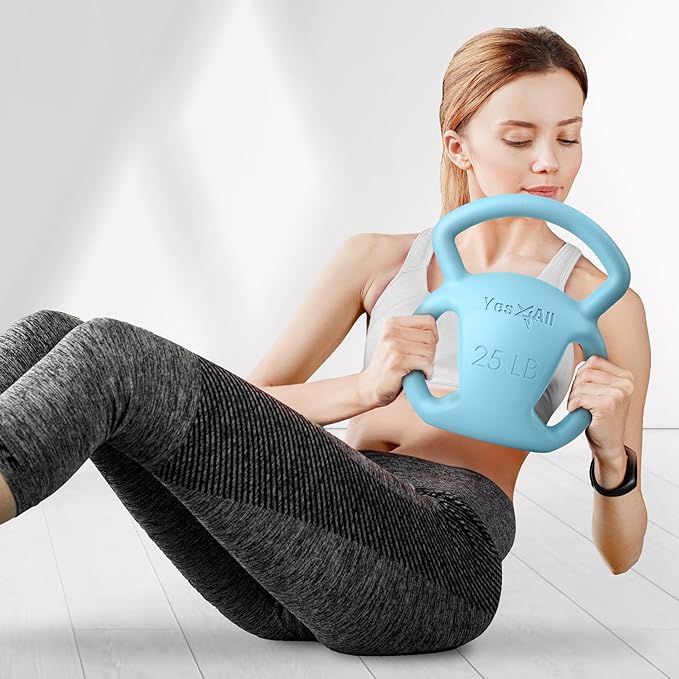 Yes4All Kettlebell 10&15lb Weight with Wide Multigrip Handle for Dumbbell Weights Exercises, Full Body Workout Equipment
