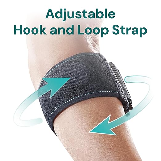 OPPO RE300 Adjustable Tennis Elbow Strap - Breathable Brace for Tennis & Golfers Elbow Pain Relief - Tendonitis Support for Men & Women (Black, One Size, 1-Pack)