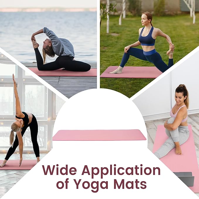 Yoga Mat, 1/2-Inch Extra Thick High Density Exercise Mat, Anti-Tear Exercise Yoga Mat with Carrying Strap, Suitable for Various Yoga Exercises