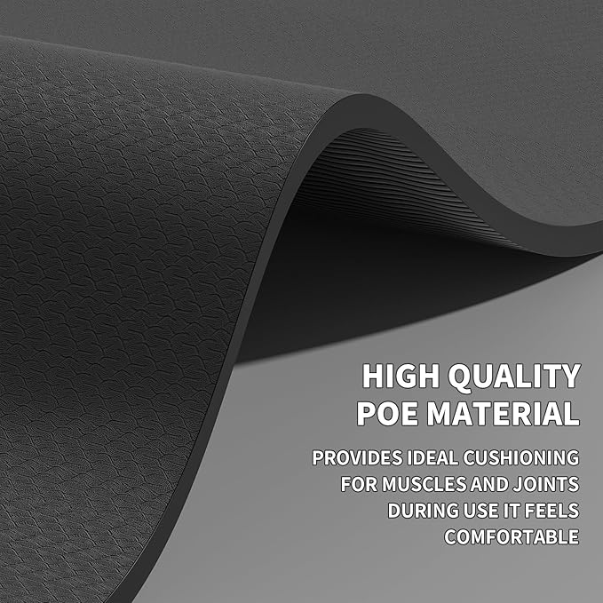 10mm Large Yoga Mat (6'x 4') - Extra Long and Wide 72 x 48 x 0.4 inches, Non-Slip POE Fitness Mat, Eco-Friendly, Thick Wide Exercise Mat for Home Workouts,Ideal for Yoga and Pilates.