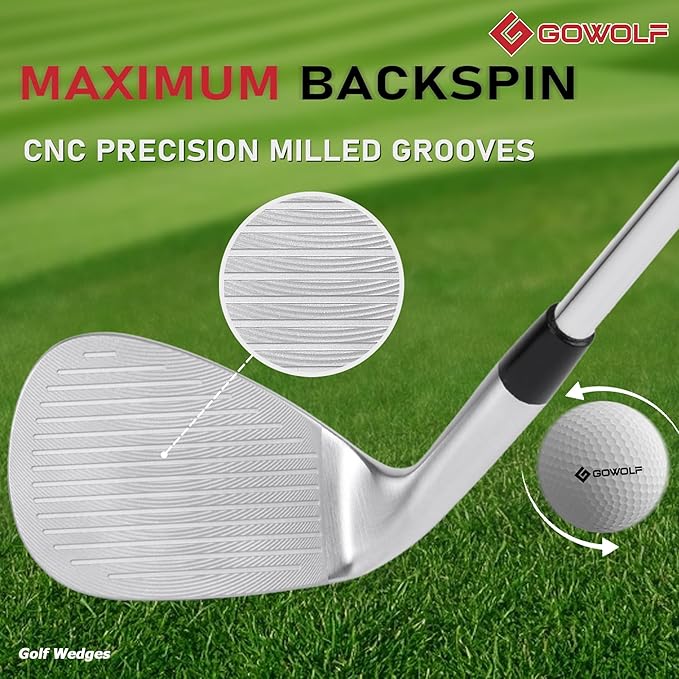 Gowolf Forged Golf Wedges 50/52/54/56/58/60/69 Degree Single or Sets for Men, Right Hand Premium Full Face Gap Wedge Sand Wedge Lob Wedge Golf Club, Great Golf Gifts - CNC Milled Face for More Spin
