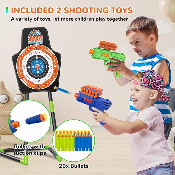 GMAOPHY Bow and Arrow for 5 6 7 8 9 10 11+ Year Old Boys, Birthday Gift for Kids, Indoor Outdoor Activity Toys, 2 Pack LED Light Up Archery Toy with 20 Suction Cup Arrows, Standing Target, 2 Quiver
