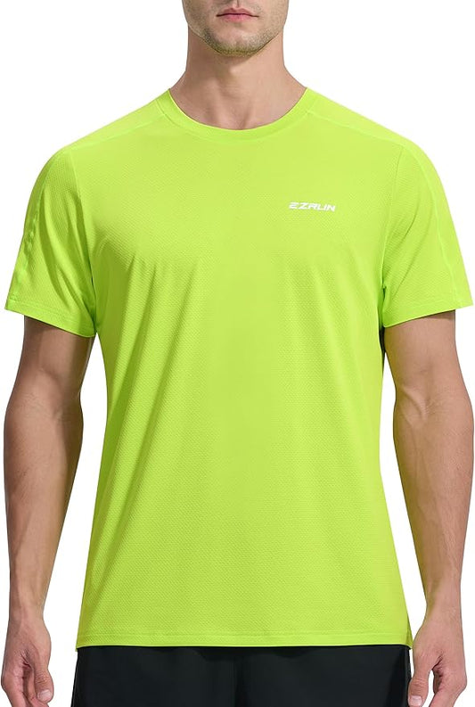 EZRUN Men's Lightweight Short Sleeve T-Shirt Quick Dry Workout Running Athletic Swim Shirts Fishing Rash Guard
