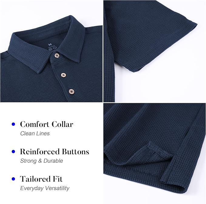 WARHORSEE Golf Polo Shirts for Men Short Sleeve Wrinkle Free 4 Way Stretch Moisture Wicking Performance Collared Tshirts
