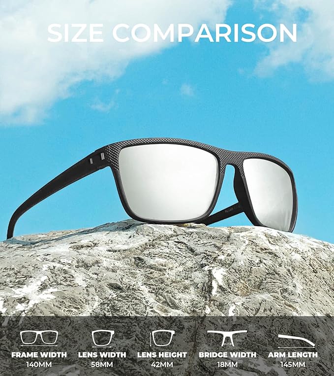 KALIYADI Polarized Sunglasses for Men, Lightweight Sun Glasses with UV Protection for Driving Fishing Golf