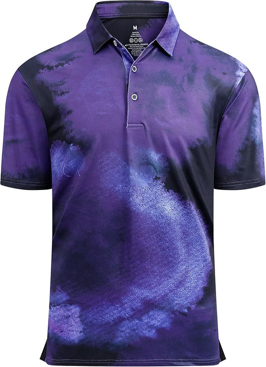 Damipow Premium Golf Shirts for Men Dry Fit Performance Polo Short Sleeve Collared Shirt