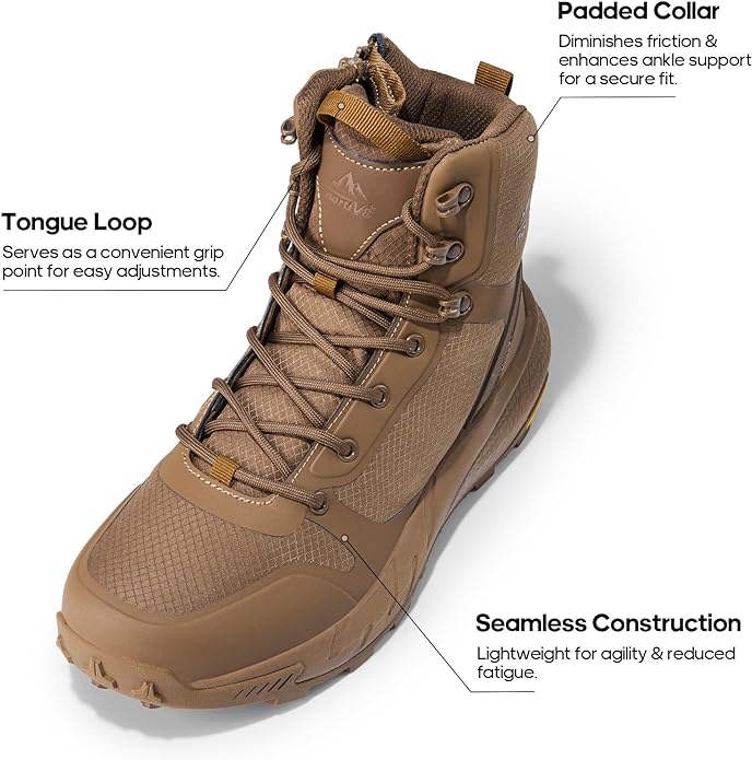 NORTIV 8 Men's Military Tactical Boot Lightweight Comfortable Boots for Work All Day Side Zipper Motorcycle Combat Hiking Boots Metrostrike(8-9 Inches)