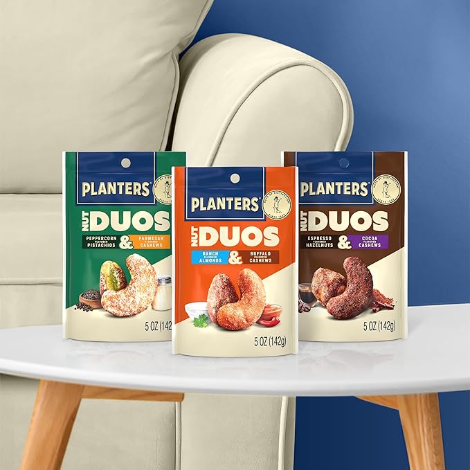 PLANTERS Nut Duos, Flavored Nuts, Ranch Almonds & Buffalo Cashews 5oz