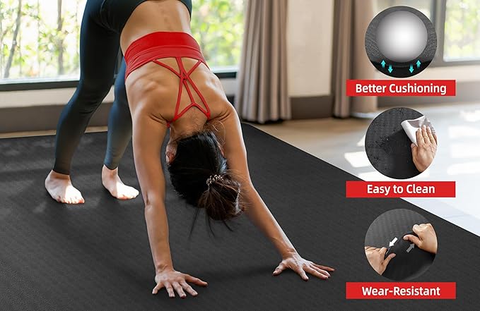 Extra Large Yoga Mat - 72"x35", 72"x48", 78"x57" - Wide TPE Exercise Mat for Home, Stretching, Couples & Family Workouts - 6-12mm Thick, Non-Slip & Waterproof - with Carry Bag and Straps