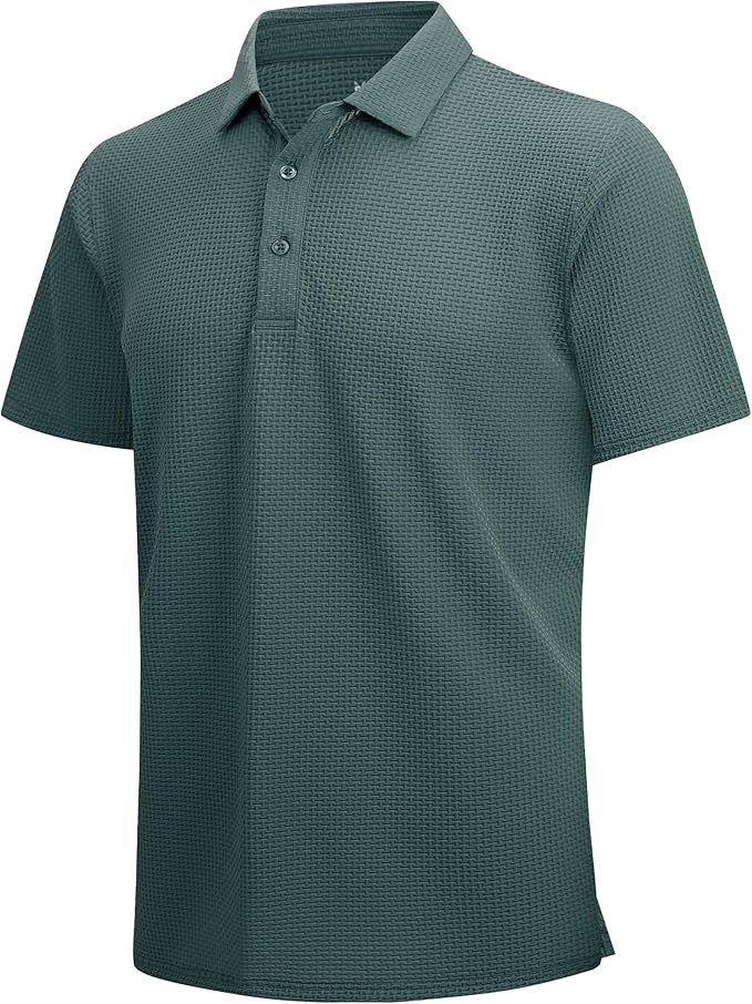 WARHORSEE Golf Polo Shirts for Men Short Sleeve Wrinkle Free 4 Way Stretch Moisture Wicking Performance Collared Tshirts