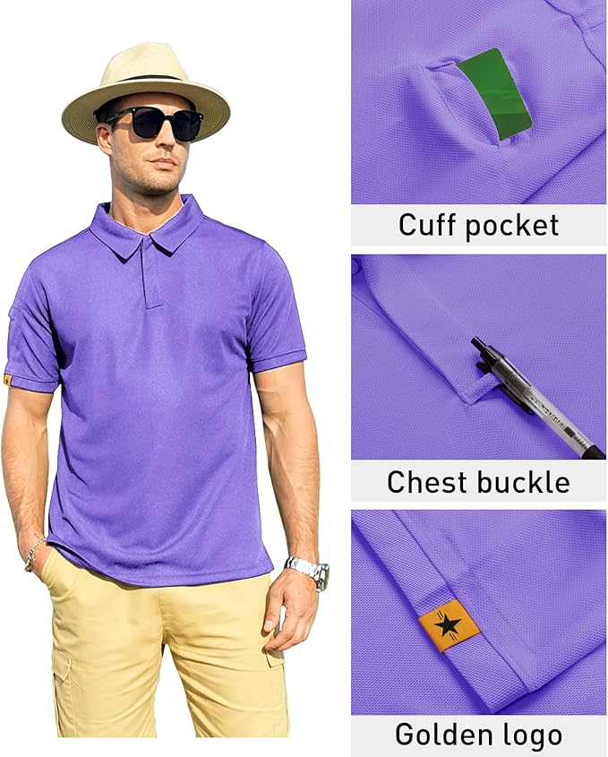 ZITY Mens Polo Shirt Short Sleeve Sports Tactical T-Shirt Athletic Golf Polos Daily Casual Stylish Collared Shirts for Men