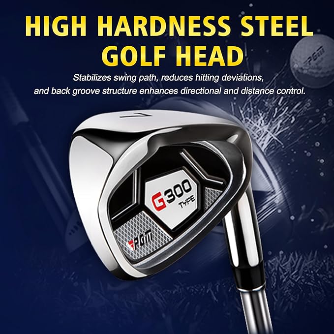 PGM Men's G Type Complete Golf Club Set - Titanium #1 Driver, Draw-Biased Hybrid, High-Strength Iron Set, High Forgiveness Putter, with Stand Bag