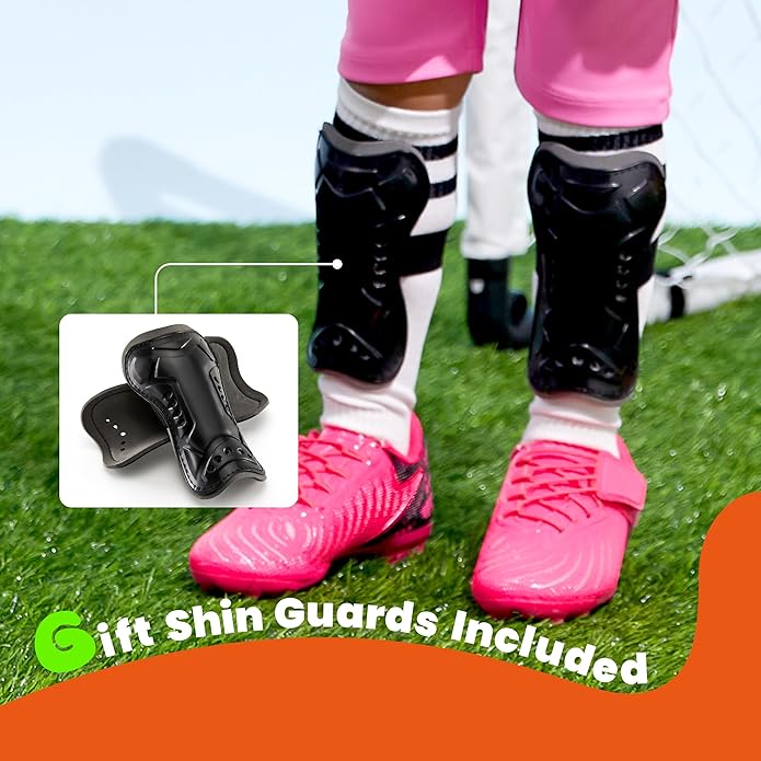 PATPAT Kids Soccer Cleats – Outdoor Firm Ground and Turf Football Training Shoes for Little Big Boys and Girls, Sizes 10-6