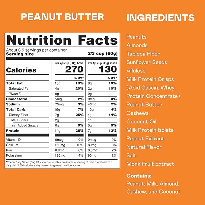 Magic Spoon Protein Granola - High Protein Granola, Keto Friendly, Low Sugar, Grain Free, Healthy Breakfast or Quick Snack (3 bags of Peanut Butter)