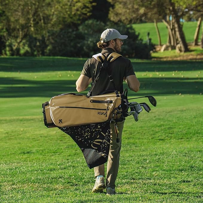 KVV Lightweight Golf Stand Bag with 7 Way Full-Length Dividers, 5 Zippered Pockets, Automatically Adjustable Dual Straps，Elegant Design