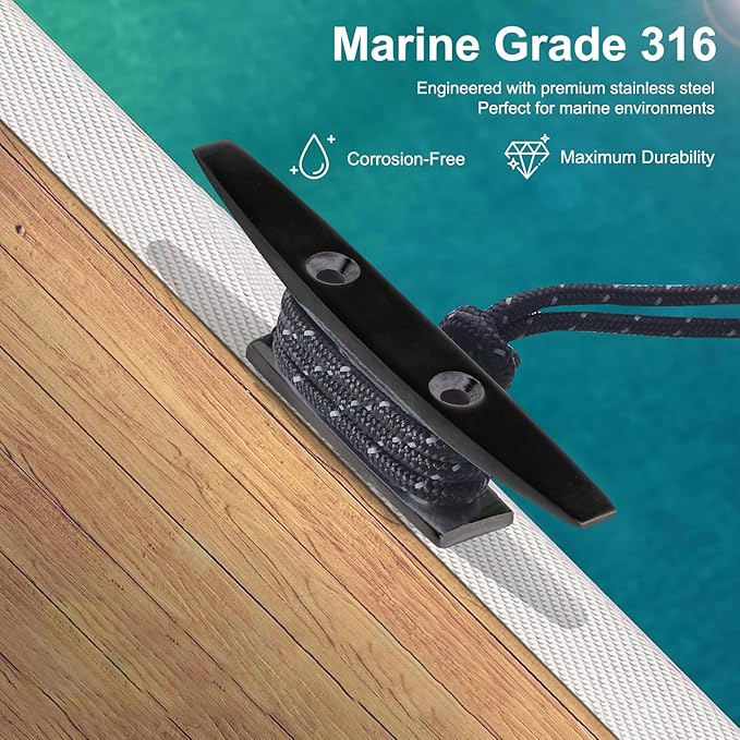 Boat Dock Cleat, 316 Marine Grade Stainless Steel Open Base Cleats with Hardware, Heavy Duty Mooring Accessories for Yacht Kayak Jetski (2-Pack)